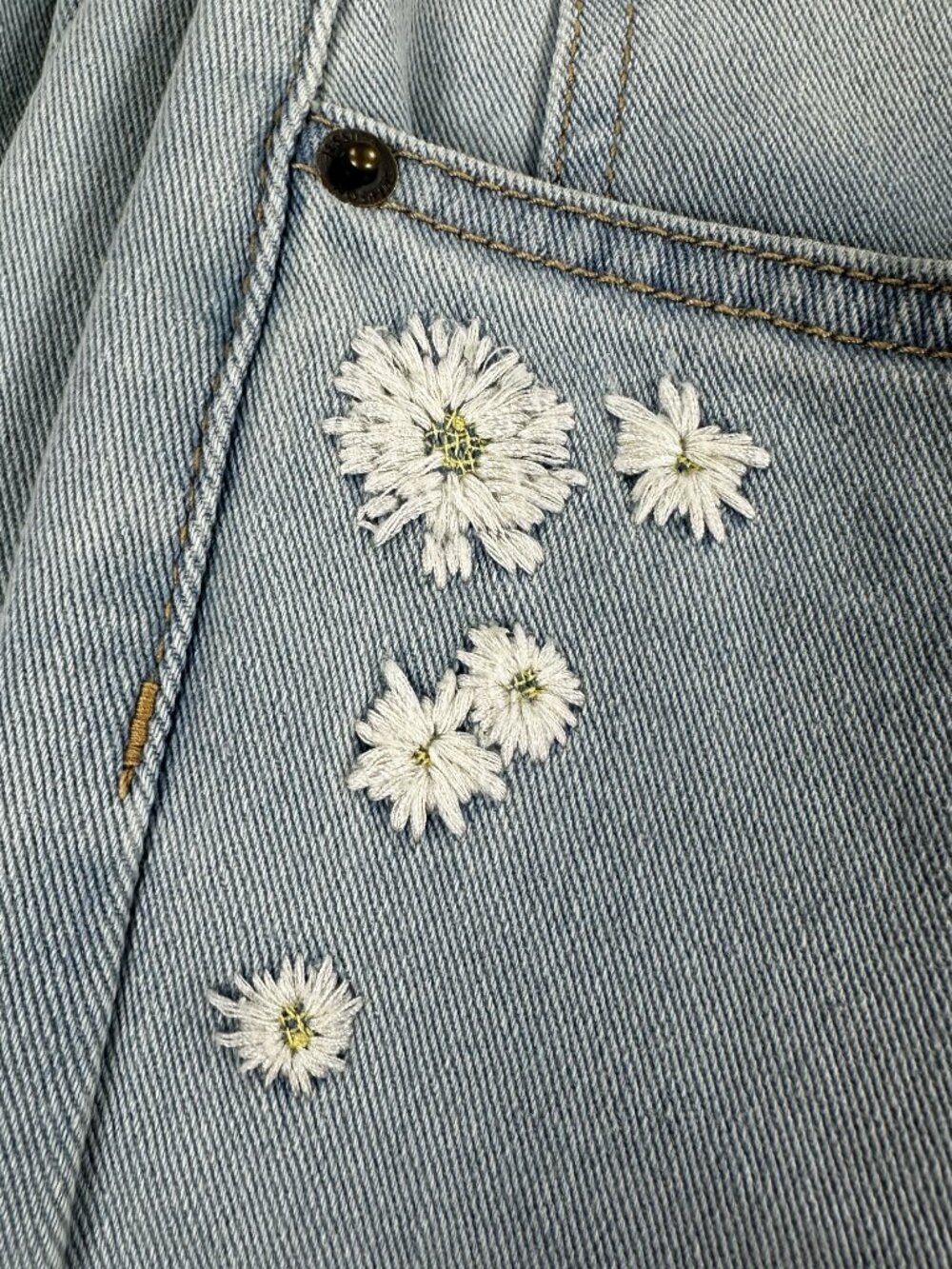 Jessica Simpson Women's 12 Light Blue Denim Jeans Wide-Leg Floral Embroidered - Picture 15 of 16